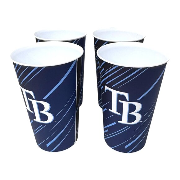 Set 4 Tampa Bay Devil Rays Plastic Cups Throw Back City Connect TB Logo Souvenir - Picture 3 of 6